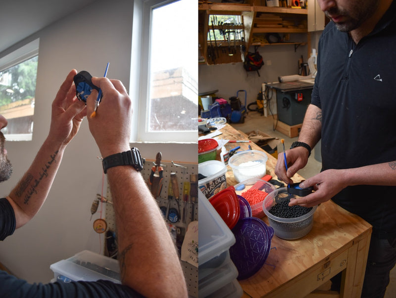 Person assembling a mechanical puzzle