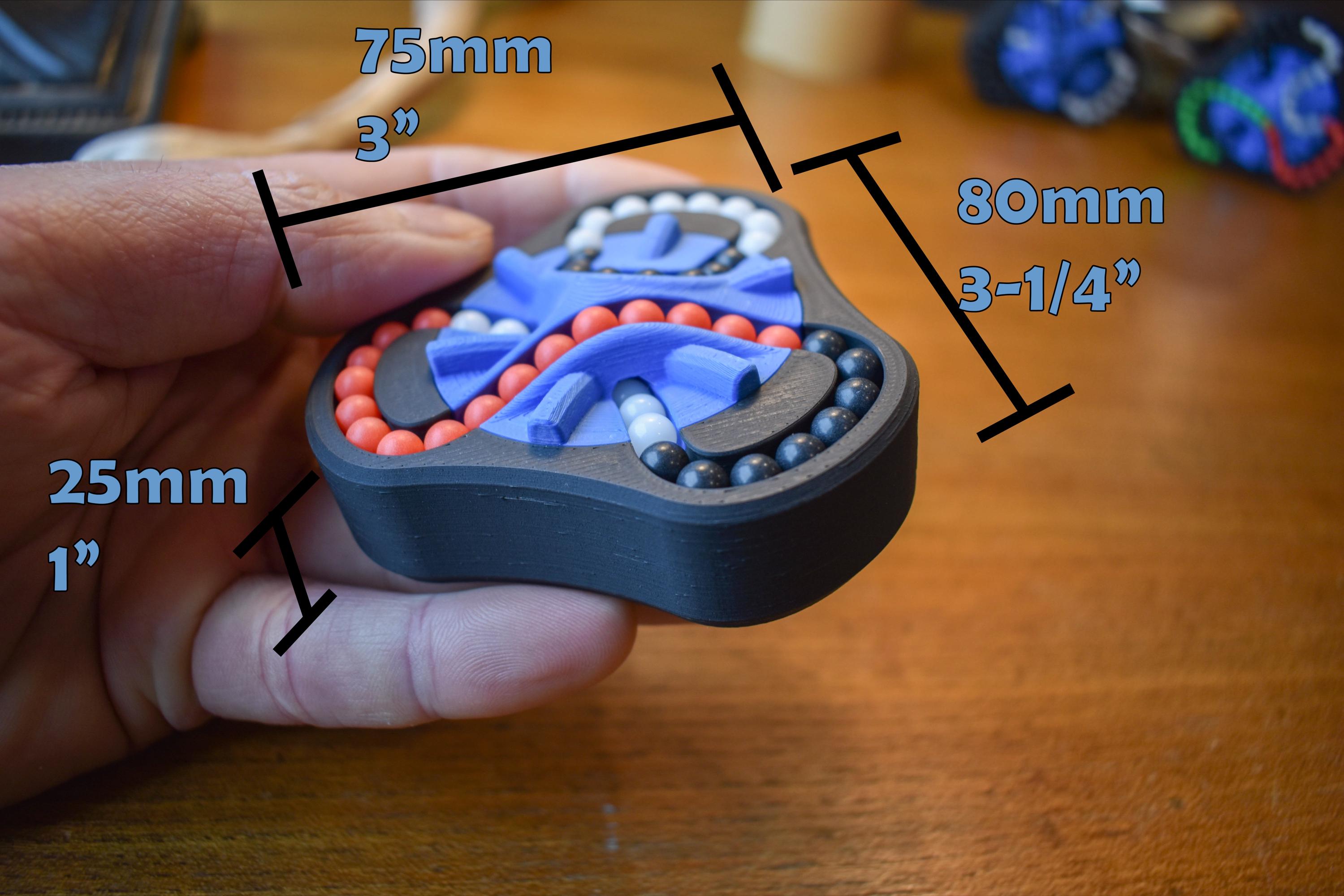 Compact 3-color mechanical puzzle brainteaser fidget with curved maze and sliding beads. - andEleven - The Delta (3-Color)